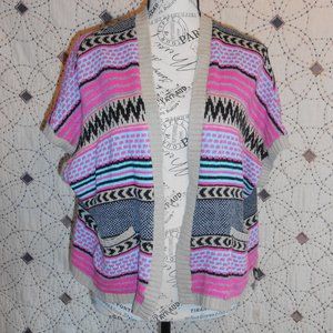 EUC Alya Multi Colored Short Sleeve Cardigan M